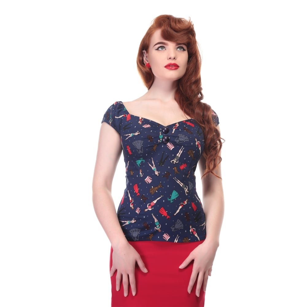 Collectif VintageWomen's 1950's Paper Pin Up Dolores Doll Top