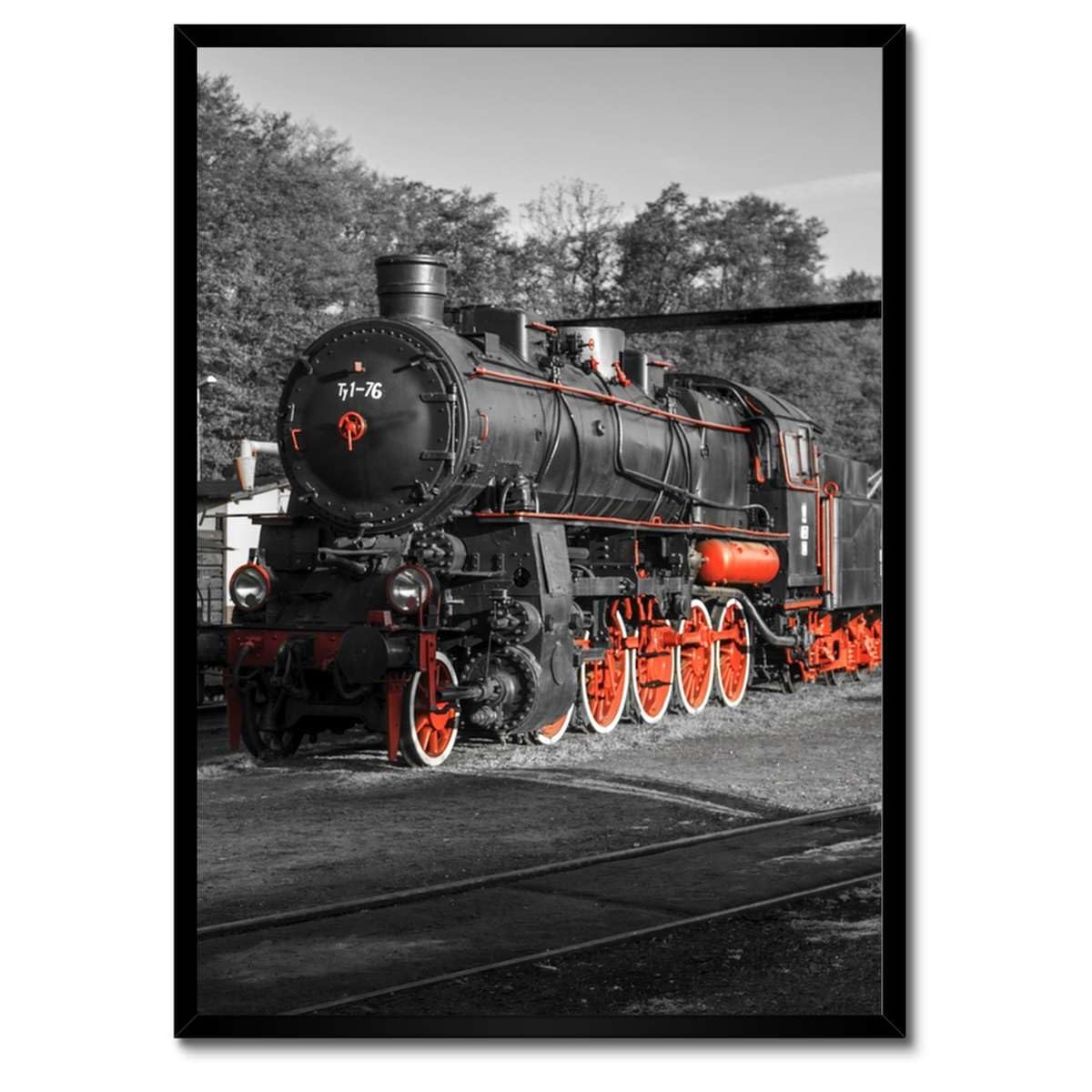 Poster locomotive à vapeur déco murale cadre blanc 50x70 - 3