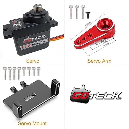 Miniatura 3 de GOTECK - Kit de servo soportes para servo a control remoto  Servo digital de engranaje de metal de 4.9 lbs con soporte servo, bocina servo y