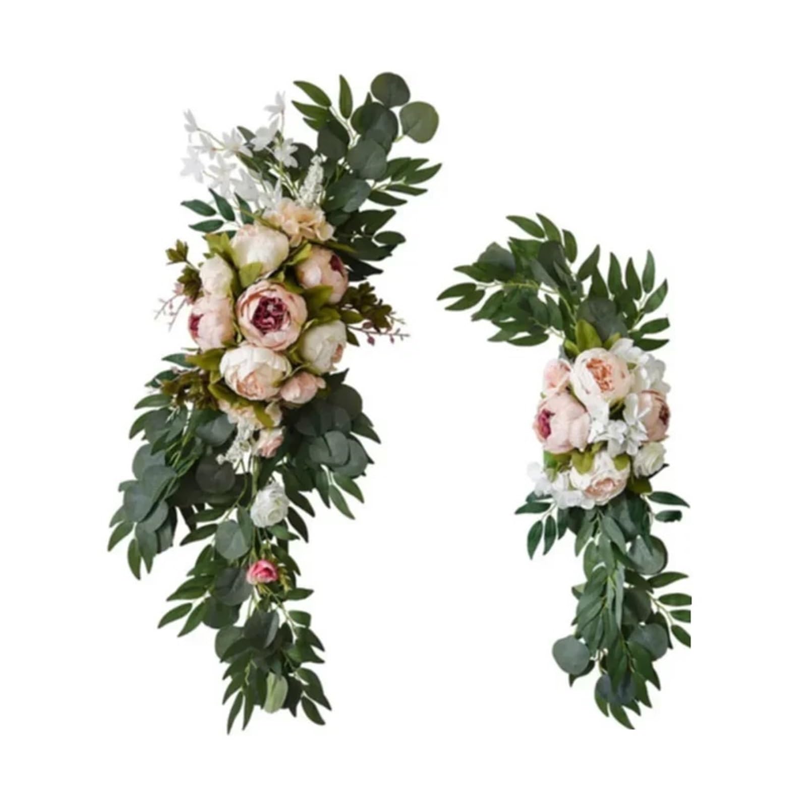 DSFIHJO Artificial Flower Vine 2Pcs Artificial Wedding Arch Flowers Kit Garlands Silk Peony Flower Swag Welcome Sign Floral For Ceremony Party(Peony)