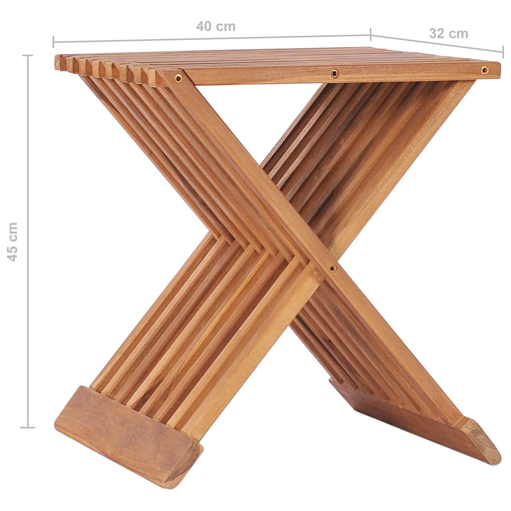 Tabouret pliable 40x32x45 cm Bois de teck solide