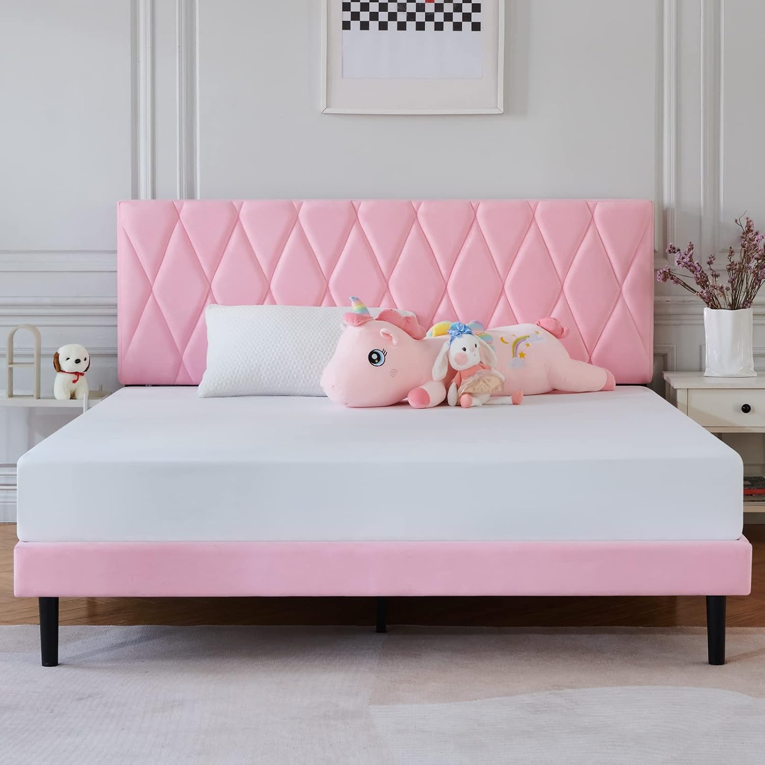 Bed Frame Full, IYEE NATURE Premium Upholstered Platform Bed Frame with