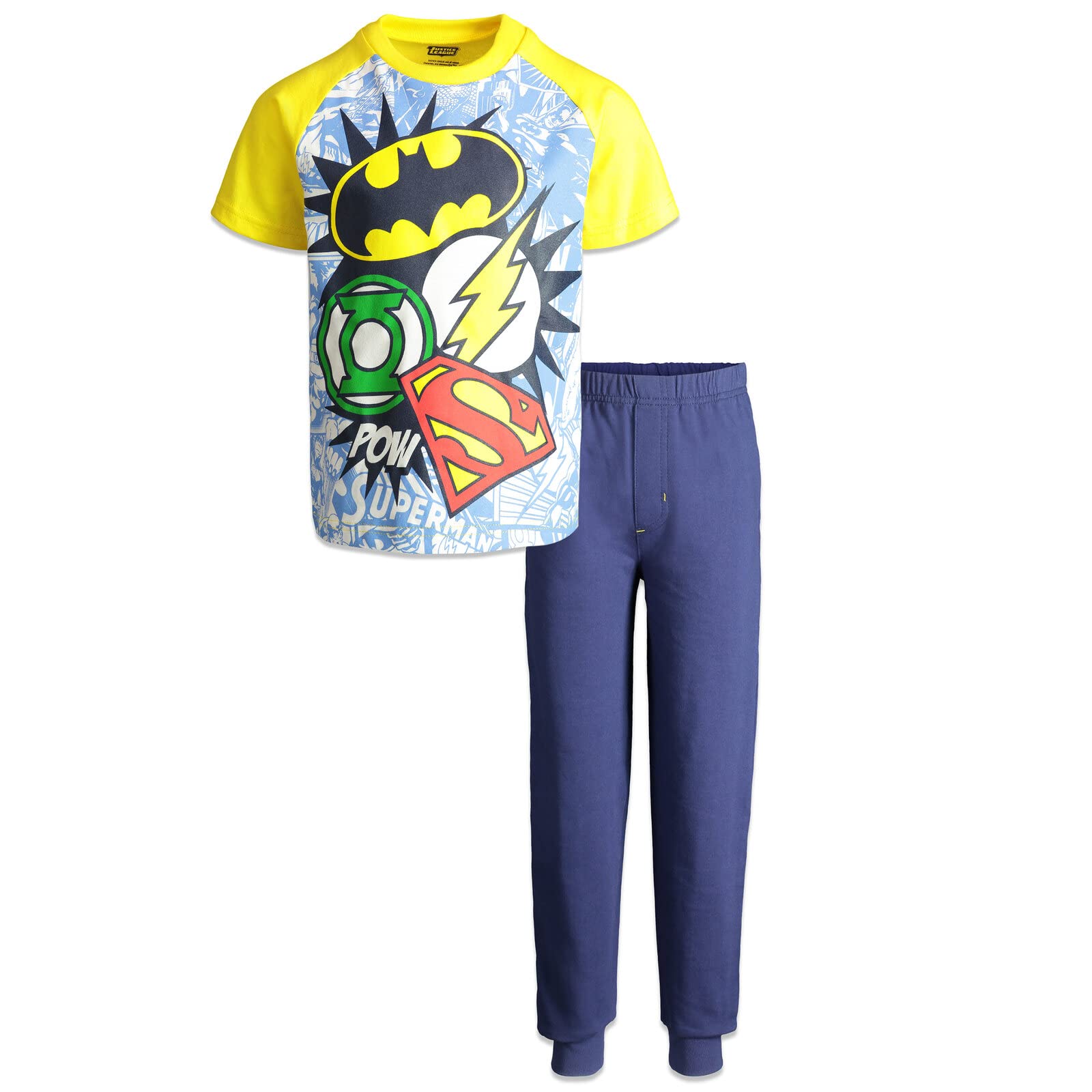 Justice League Superheroes Little Boys' T-Shirt & French Terry Trousers Set