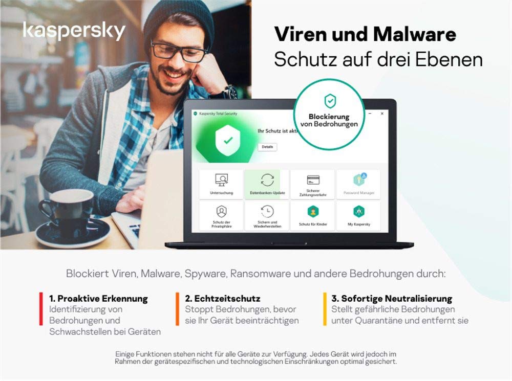 Kaspersky Total Security 2023 1 Gerät Jährliches Abo Windows/Mac/Android Aktivierungscode per Email