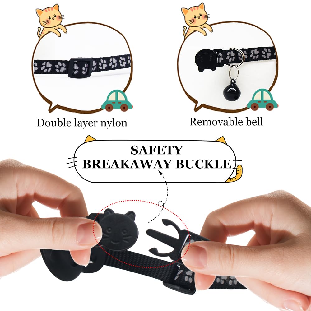 Localizzatore per Gatti, Tracker Collare per gatti, Design impermeabile e regolabile con strisce riflettenti, compatibile con dispositivi Apple e Android (nero)