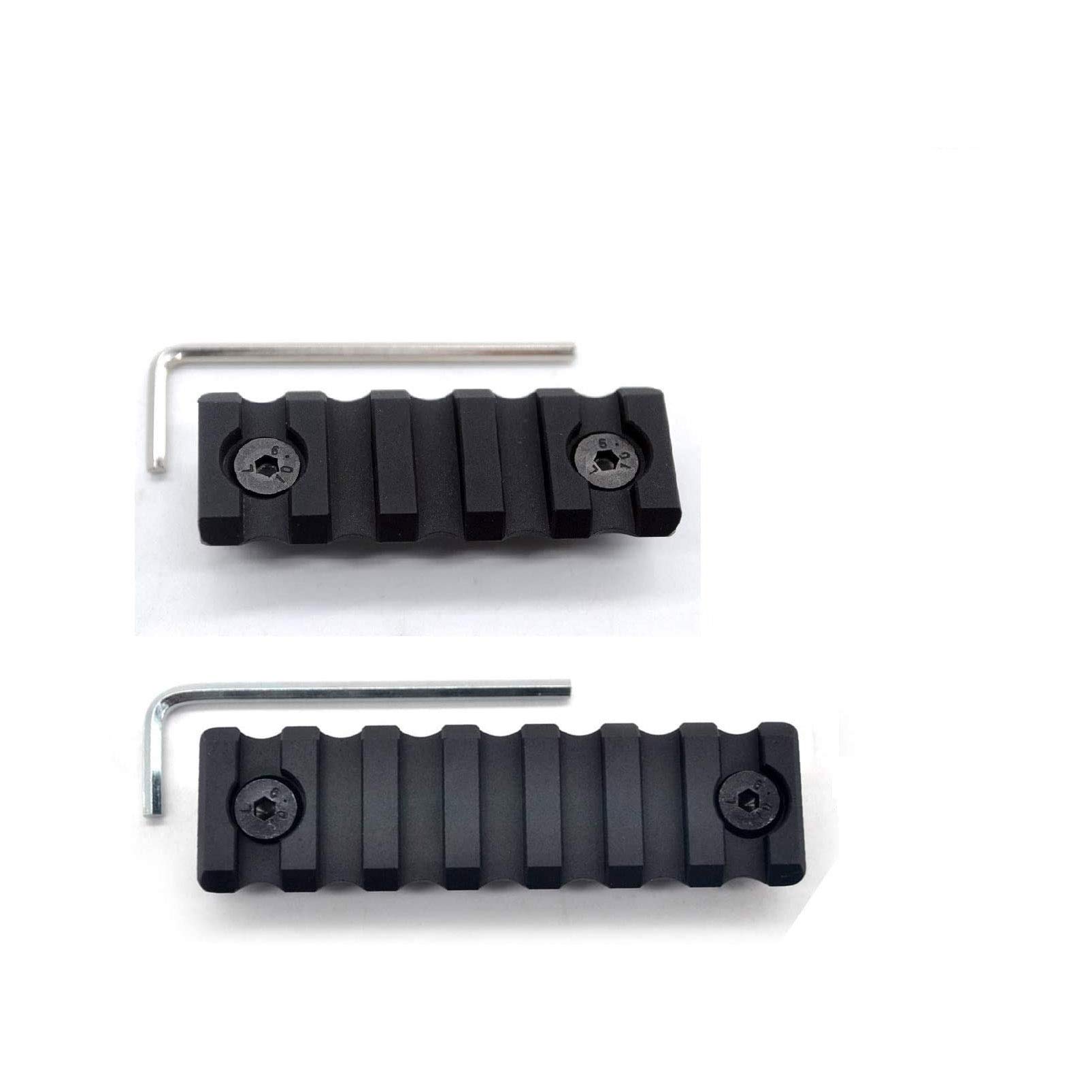 2-Pack Trirock Universal 5 Slots(2.2 Inch) & 7 slots(2.95 Inch) picatinny rail section with dual interface compatible of both KeyMod and M-LOK handguard rail system- Black