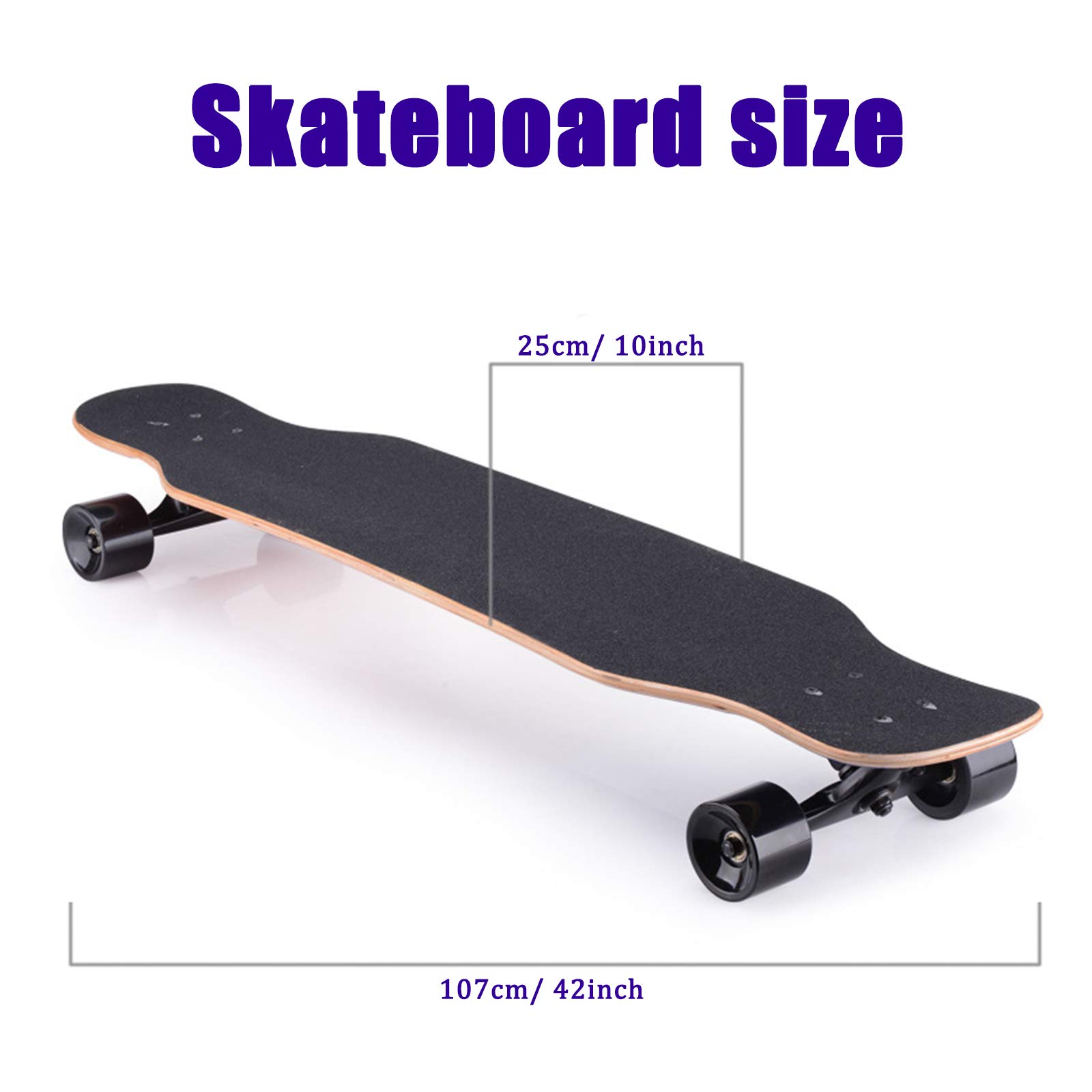 Skateboard 42 "pour Débutants, Planche à roulettes à Double Coup de Pied Concave Deck Penny Board, Planche à roulettes en Bois D'érable 8 Couches pour Enfants, Adolescents et Adultes,XVBVS