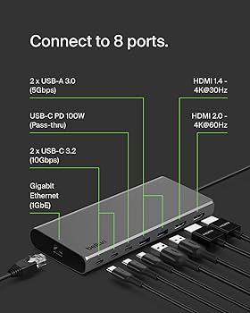 その他 belkin USB-C 8-in-1 Dual Display CoreHub Amazon.com: Belkin Connect Universal USB-C 8-in-1 Dual