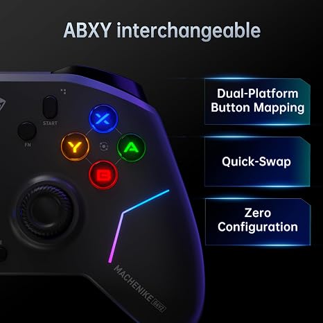 Machenike G6V2PE Wireless Controller for PC/Switch/iOS/Android, TMR Joysticks & Triggers,1000Hz Polling Rate, RGB Remappable Buttons, 1000mAh Battery, Voice Coil Motor, White
