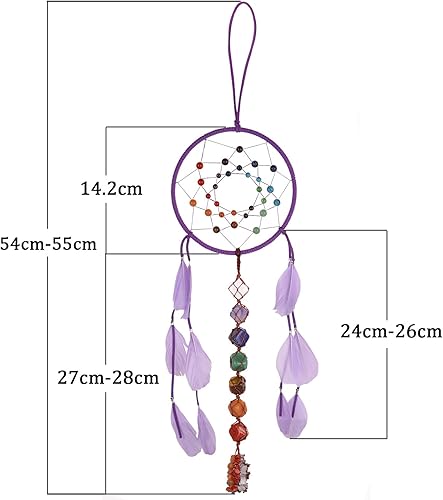 Miniatura 2 de Amogeeli Atrapasueños de plumas de cristal de 7 chakras, adorno colgante de piedra curativa para decoración de hogar e interior