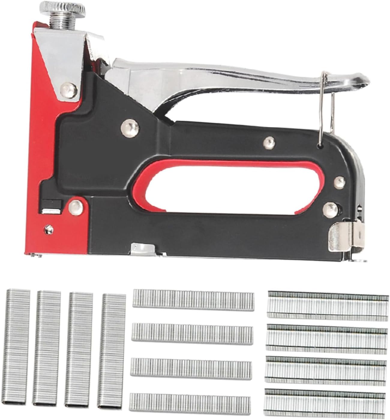 Ipetboom 3-in-1 Heavy Duty Handheld Nailer Staple Gun with Shaped Nails, Multi-Function Manual Stapler Tool for Upholstery, Crafts, and Painting, Includes 3 Boxes of Nails