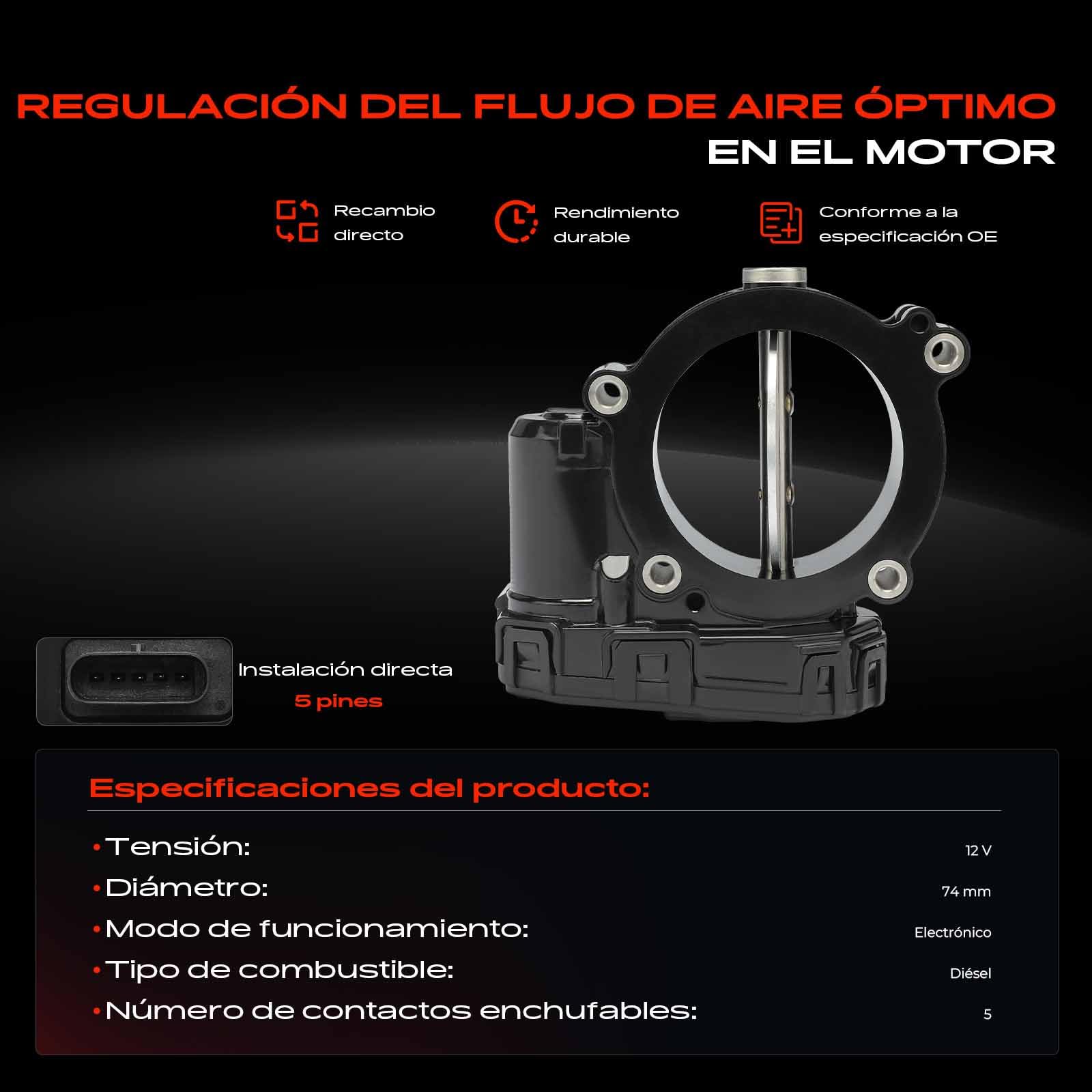 Frankberg Válvula de mariposa Cuerpo de mariposa Compatible con GLK-Klasse X204 2.1L Clase E T-Model S212 2.1L Clase E W212 2.1L Clase C T-Model S204 2.1L A6510900070