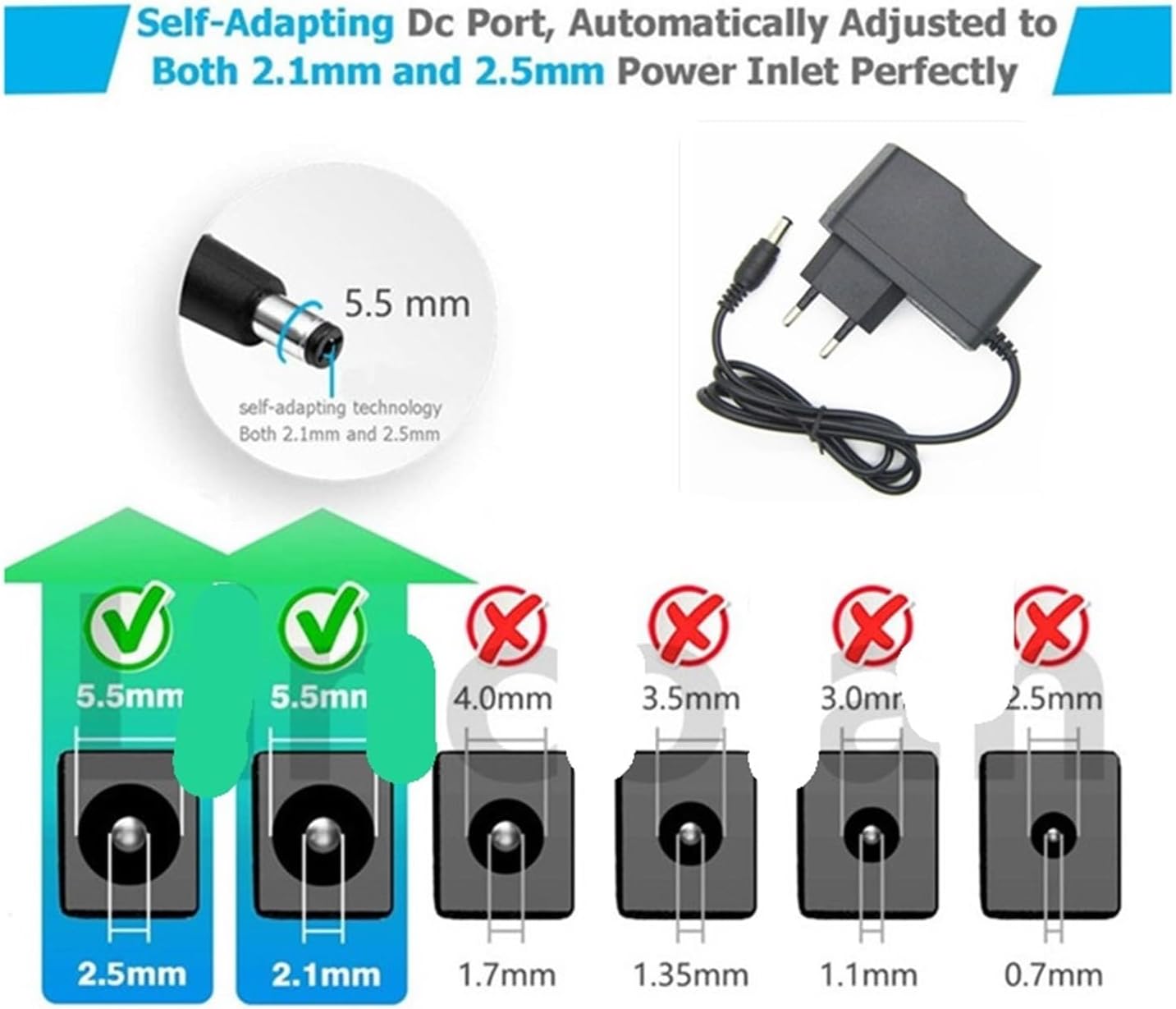 LJH-168 Power Adapter 5.5-2.5MM(12V 1A,UK)
