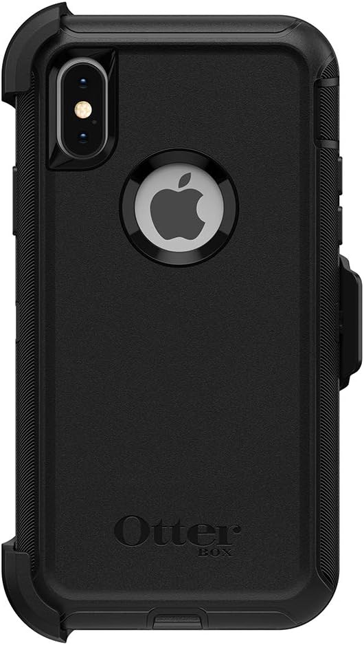 OtterBox iPhone Xs AND iPhone X Defender Series Case - BLACK, rugged & durable, with port protection, includes holster clip kickstand
