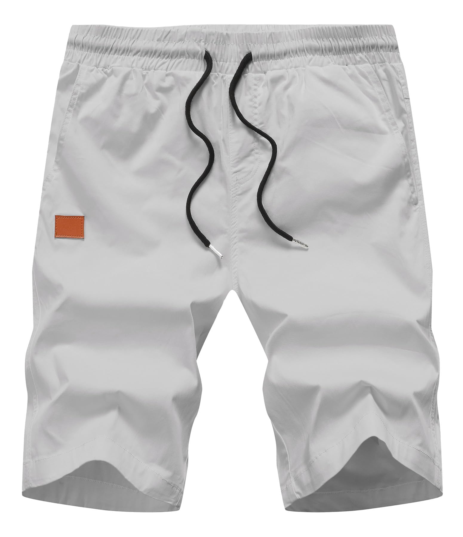 Heyigrow Mens Casual Shorts Cotton Summer Shorts Elastic Waist Drawstring with Zipper Pockets