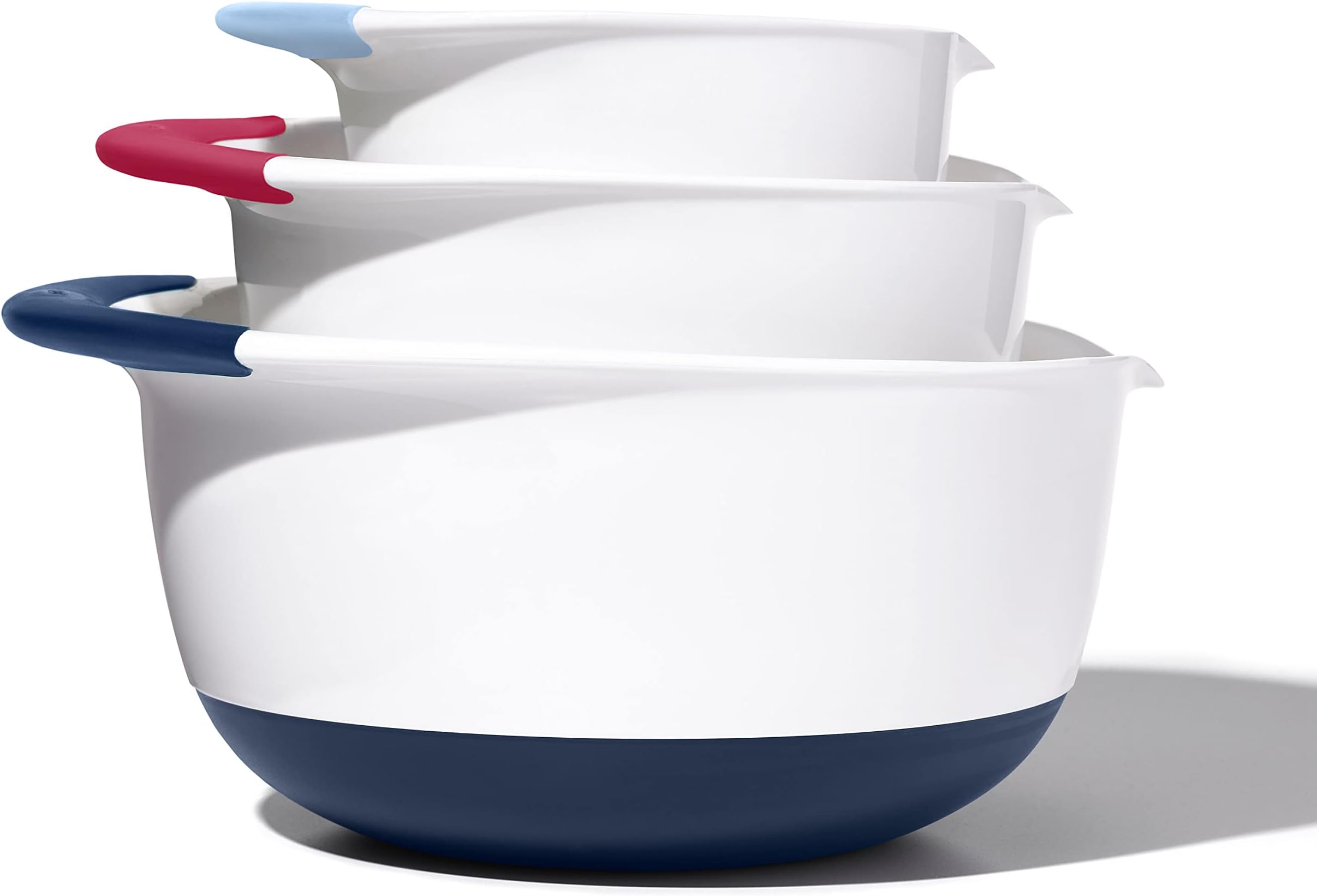 plastic Good Grips 3-Piece Mixing Bowl Set – Blueberry, Jam & Seltzer Handles​,4.7 LITERS, Large