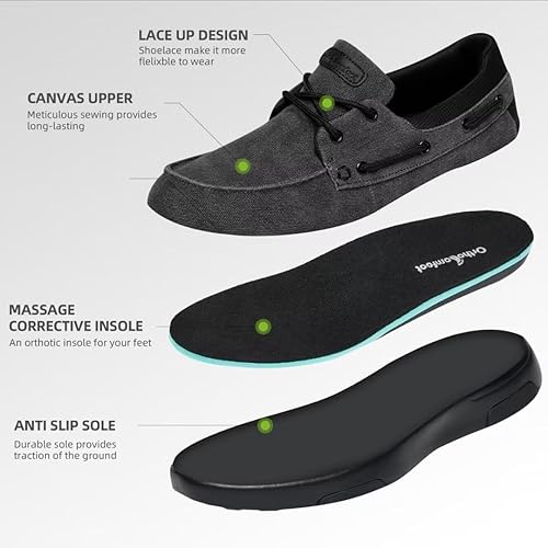 Miniatura 5 de OrthoComfoot Mocasines ortopédicos sin cordones para hombre mocasines casuales de lona para fascitis plantar con soporte de arco, cómodos zapatos