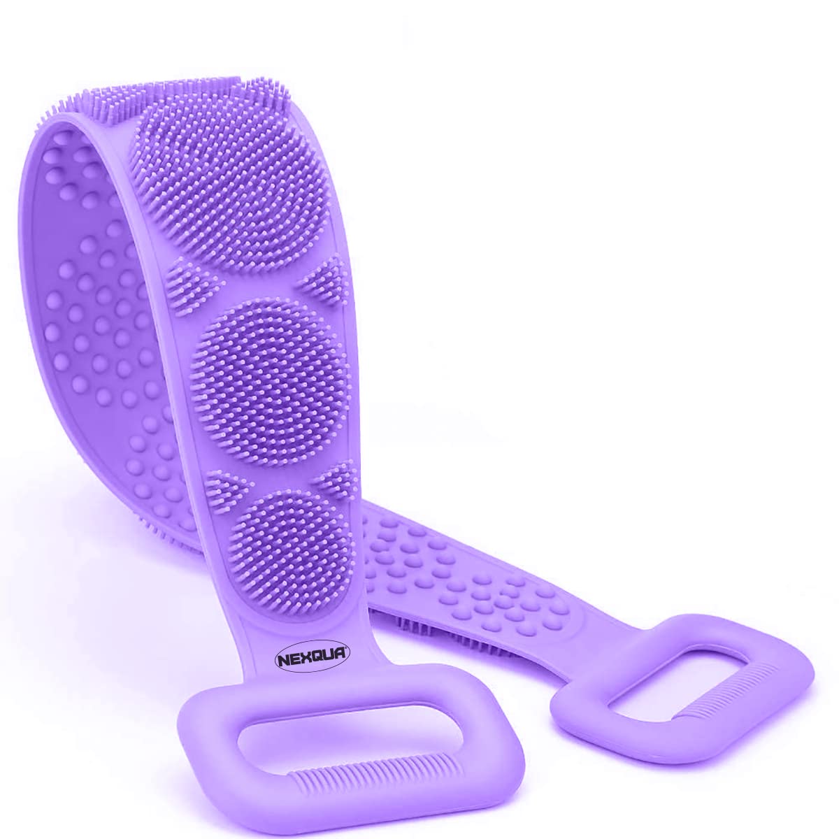 GLAMAXY Silicone Back Scrubber Skin Cleaning Brush for Shower Soft Bath Belt Scrubber Eco-Friendly Durable Exfoliating and Removing Impurities Maintaining Skin Vitality (Purple)-image-5
