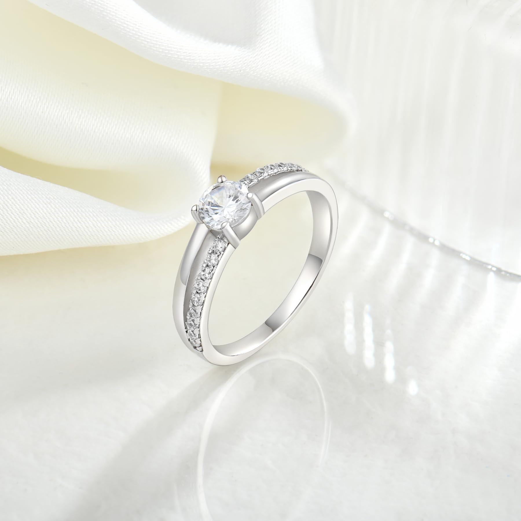 YL - Anillo para mujer, compromiso, anillo de plata y alianza para mujer, anillo de boda 925