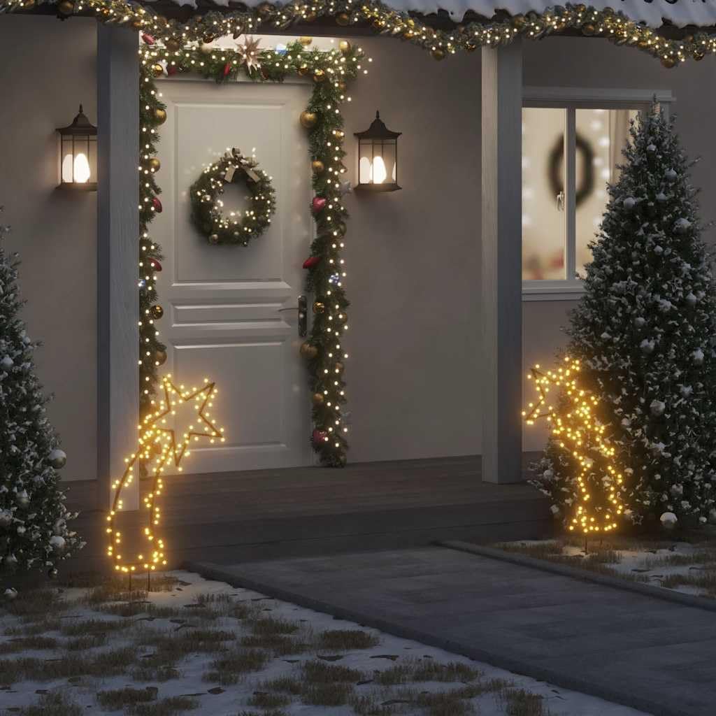 Sternschnuppe LED Weihnachtsbeleuchtung Außen, 115 LEDs, 8 Modi, IP44 Wasserdicht, 60x89cm, Warmweiß, mit Erdspießen für Garten & Haus, energiesparend