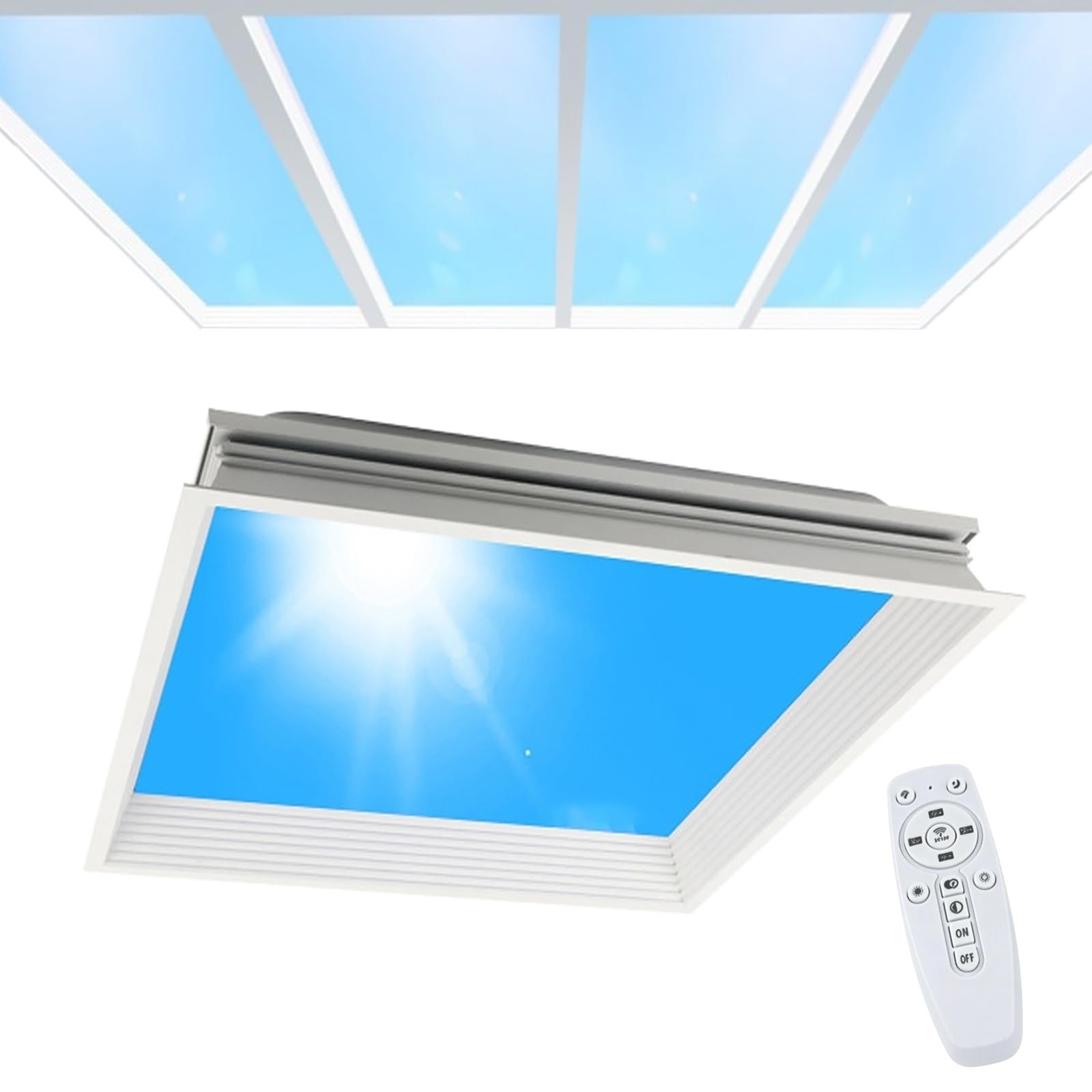 Smart Blue Sky Light, Natural Daylight Blue Sky Ceiling Lamp, Sunlight Lamp Simulate Sunlight Irradiation, Artificial Skylight with Adjustable Brightness, for Living Room, Bathroom, Office