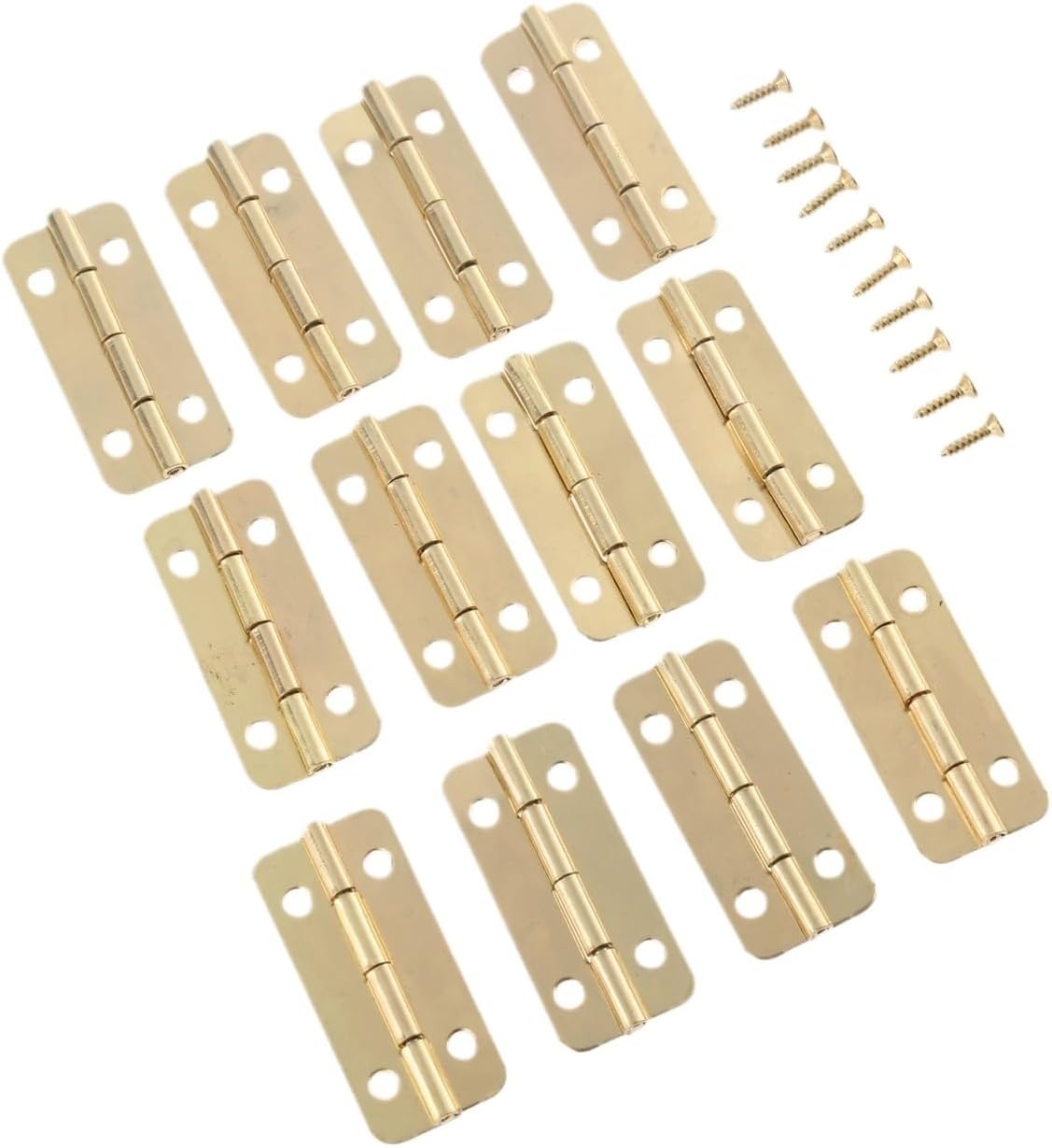 12Pcs Gold Furniture Hinges with Screws for Box Door Butt Decorative Small Hinge for Cabinet Drawer Fittings