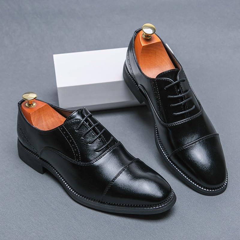 Men's Casual Work Office Comfortable Business Oxford Shoes Mens Sneaker Low Top Lace Up Pointed Toe Casual Prom Derby Shoes Non-Slip Softsole Walking Oxford Shoes4