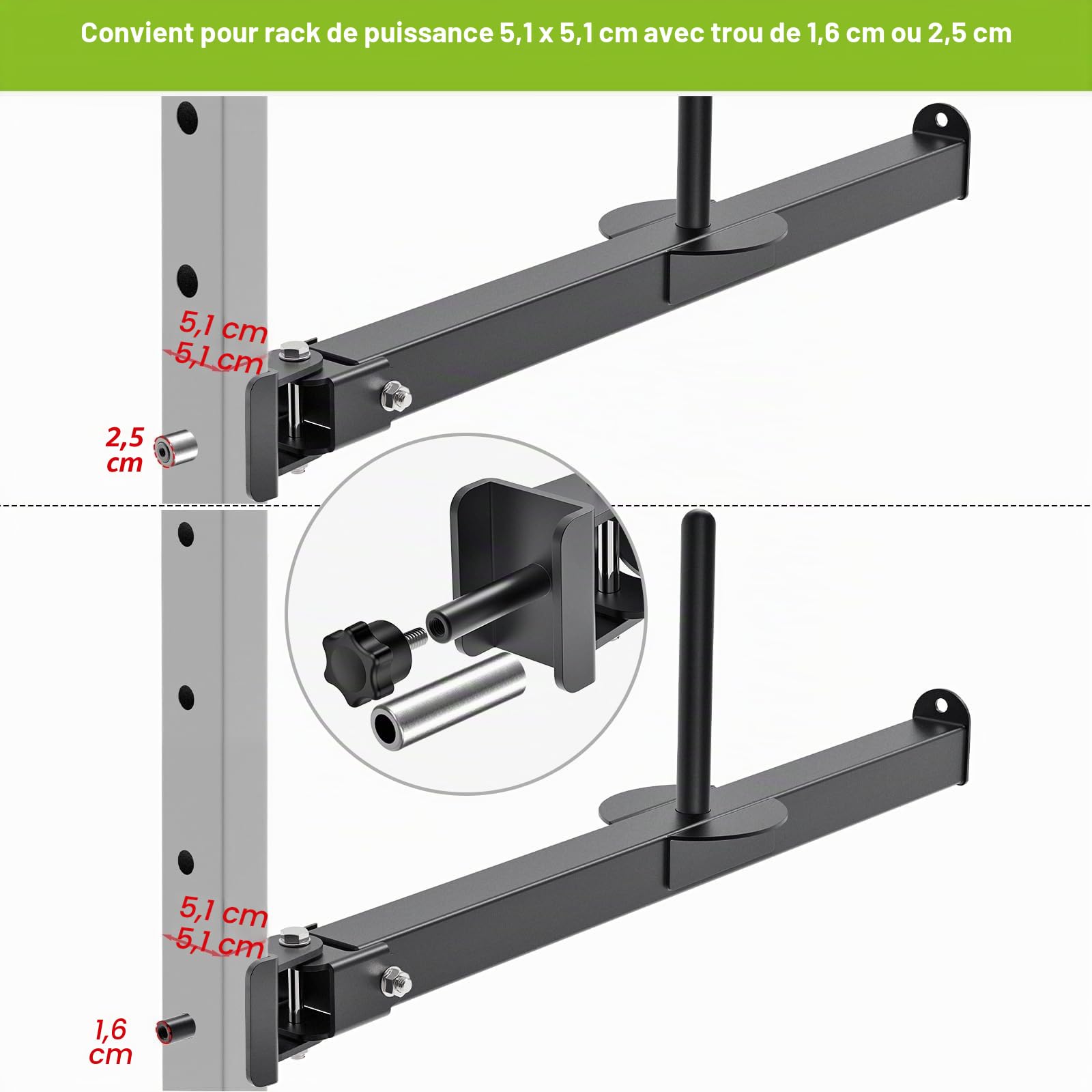 SELEWARE Ceinture Bras de Levier de Squat Fixation pour 5,1 x 5,1 cm et 7,6 x 7,6 cm Power Cage, Squat Rack Landmine Attachment, Compatible avec des Disques d'haltères de 2,5 cm et 5,1 cm