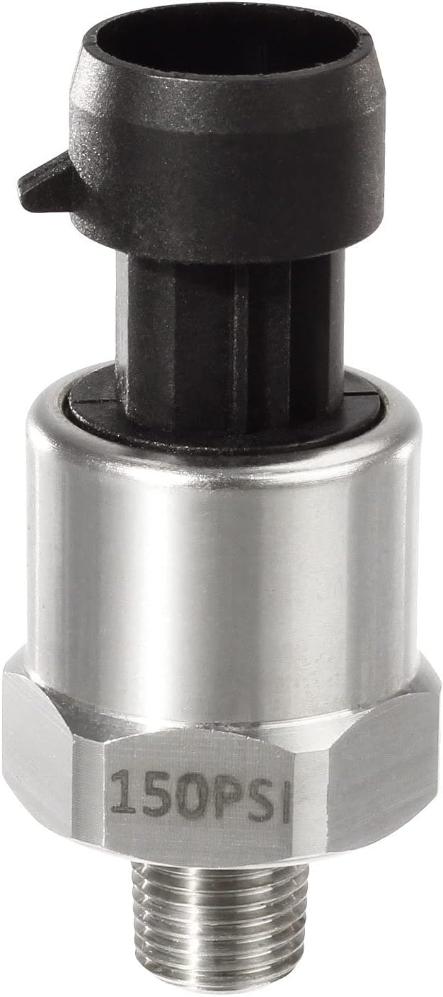 AUTEX 150 Psi Pressure Transducer/Sender/Sensor with Connector Harness 0-150 Psi Stainless Steel 1/8”-27 NPT Pressure Transducer Sensor Compatible with Oil, Fuel, Air, Water
