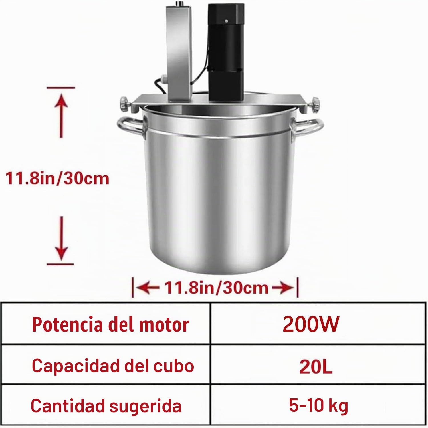 Máquina mezcladora automática de alimentos para ollas de sopa, agitador de velocidad ajustable de acero inoxidable para condimentos de ollas calientes y preparación de salsas de sopa.