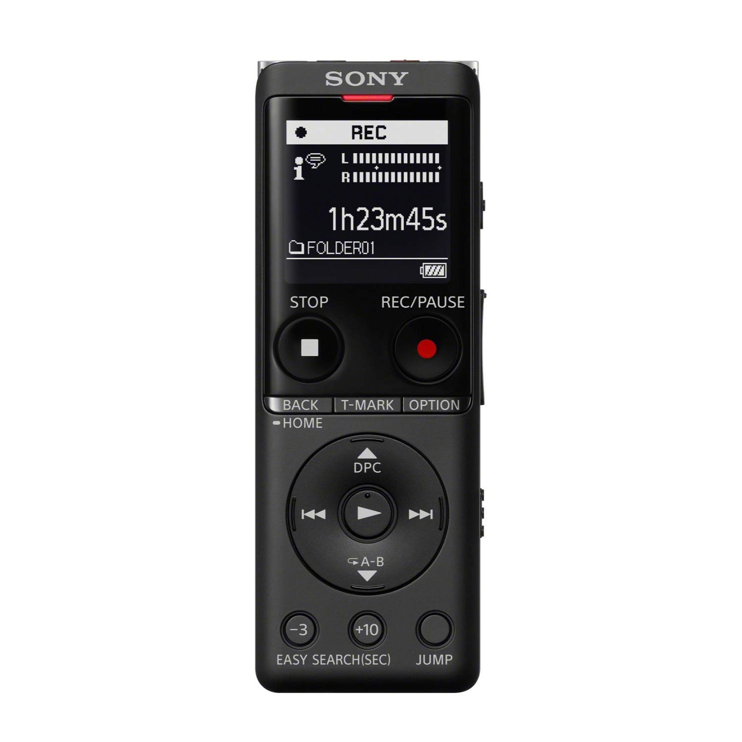 Sony icd-ux560 estéreo grabadora de voz digital w/built-in USB w/Sony ECMCS3 Clip estilo mic Bundle | 4 GB integrado, Mp3/lpcm, incluye micrófono de 32 GB Microsd y Ecm-Lv1 Lav