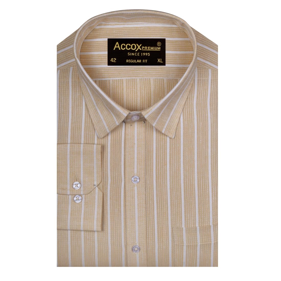 accox Men's Breathable Cotton Linen Full Sleeves Striped Regular Fit Shirt (O_GCR475)-picture-19