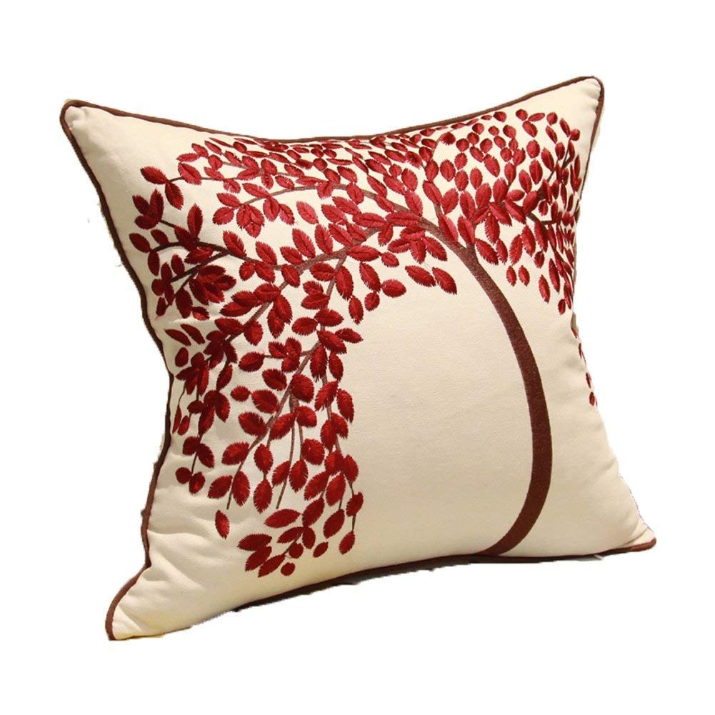 Zuodu 50X50cm-Red Embroidered Red Cushion Cover 50X50 Cm Pillow Cover Cushion Case