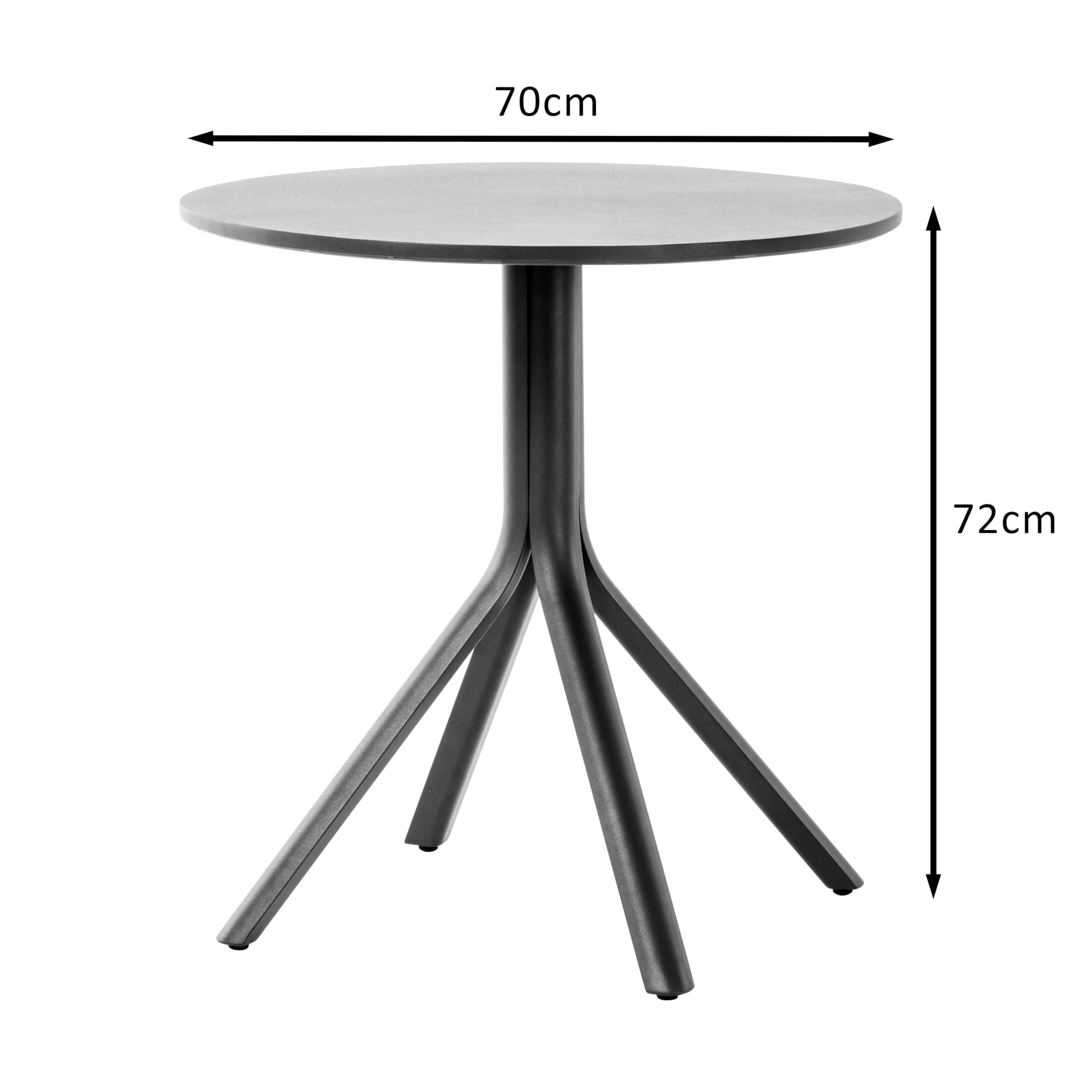 METRO Professional Mesa de Bar Soto, Aluminio, Ø 70 x 72 cm, Mesa de Exterior Redonda, Ideal para Terraza y Jardín, Gris Oscuro