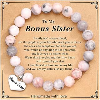 Sister Gifts from Sister Big Sister Bracelet Bonus Sister Bracelet Gifts for Women Natural Stone Bracelet Meaningful Gifts for Best Friend, Sister Birthday, Going Away, Distance, Christmas Gifts