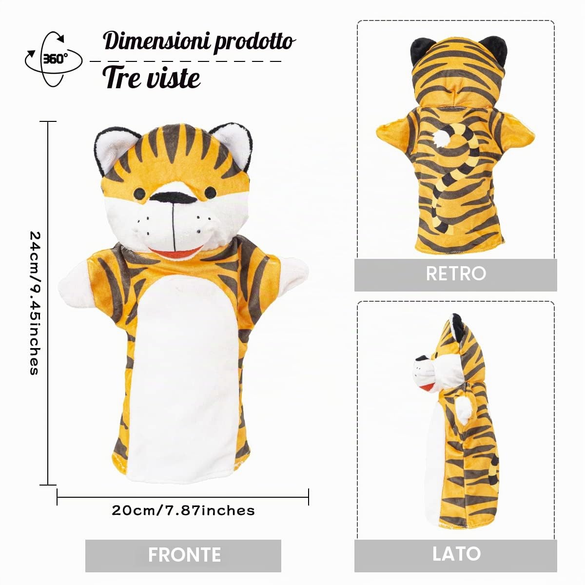Marionette da Mano, Burattini da Mano Animale Selvatico dello Zoo, Morbide Colorati Giocattoli per Bambini Set di 5