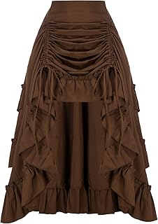 Women's 2025 Summer Skirt Gothic Steampunk Skirt Renaissance High-Low Bu...