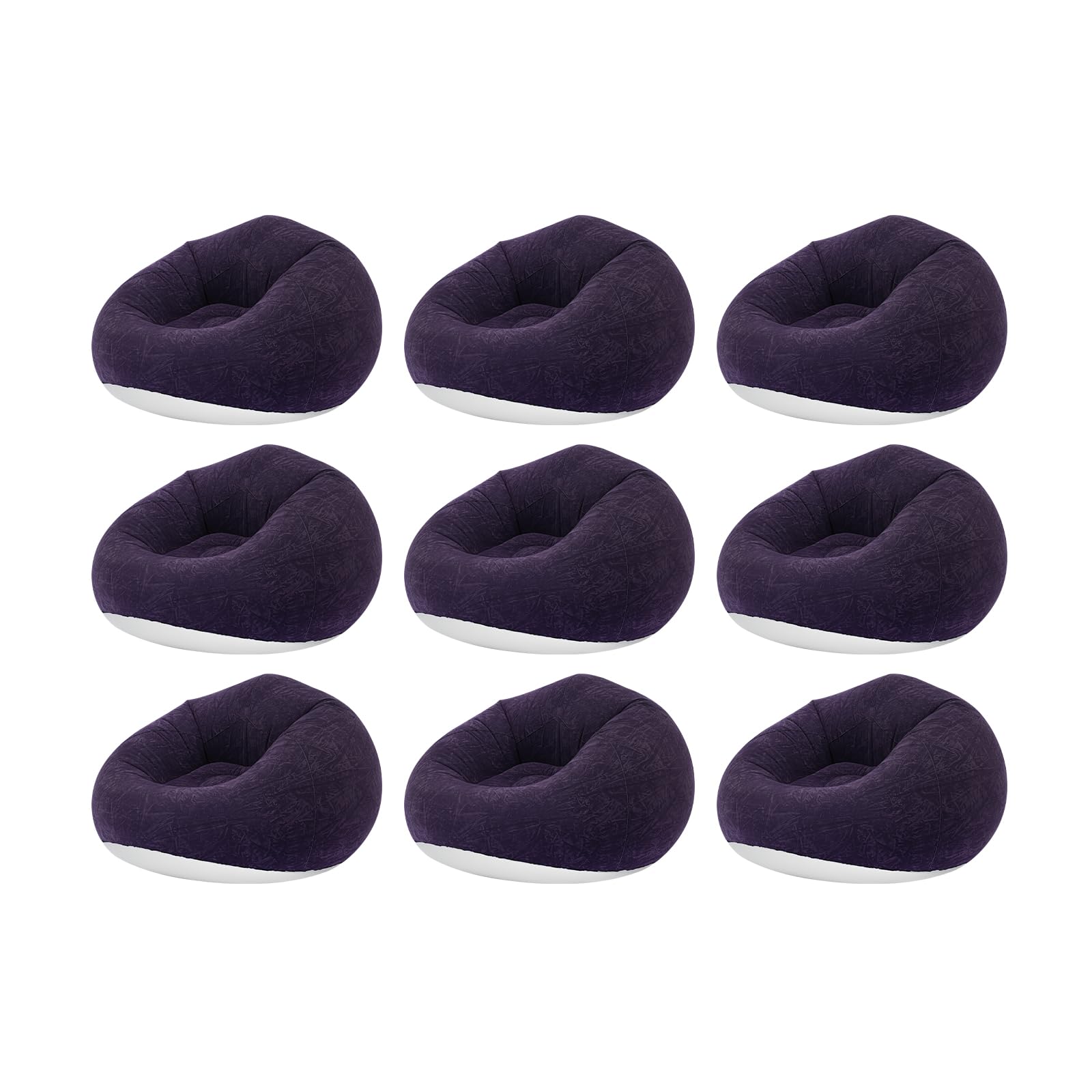 9 Pcs Inflatable Bean Bag Chairs for Adults with Foot Air Pump, Blow up Couch, Folding Portable Inflatable Couch Lazy Sofa for Outdoor Movie Night Camping (Dark Blue)