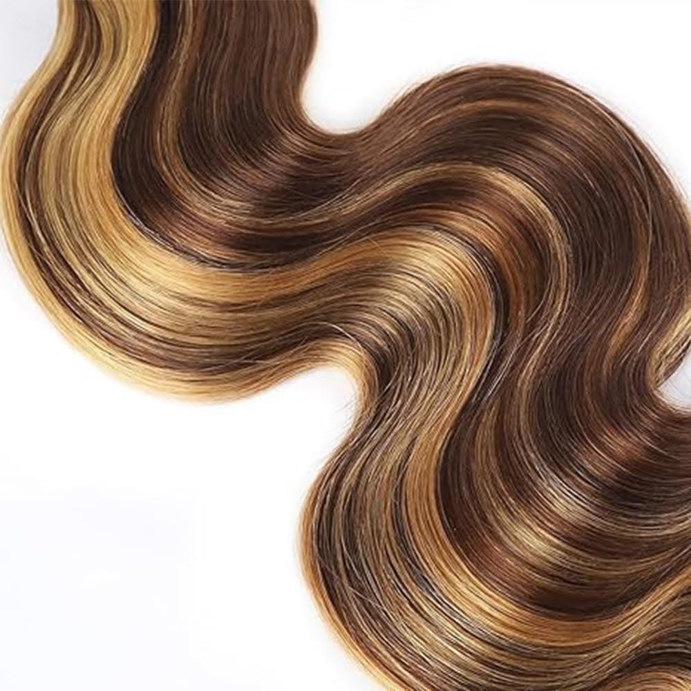 30 32 34 Inch #4/27 Highlight Blonde Bundles Uman Hair Extension Body Wave Brasiliano Extension Capelli Unprocessed Brazilian Virgin Hair Weave 3 Bundles Total 300g For Waman