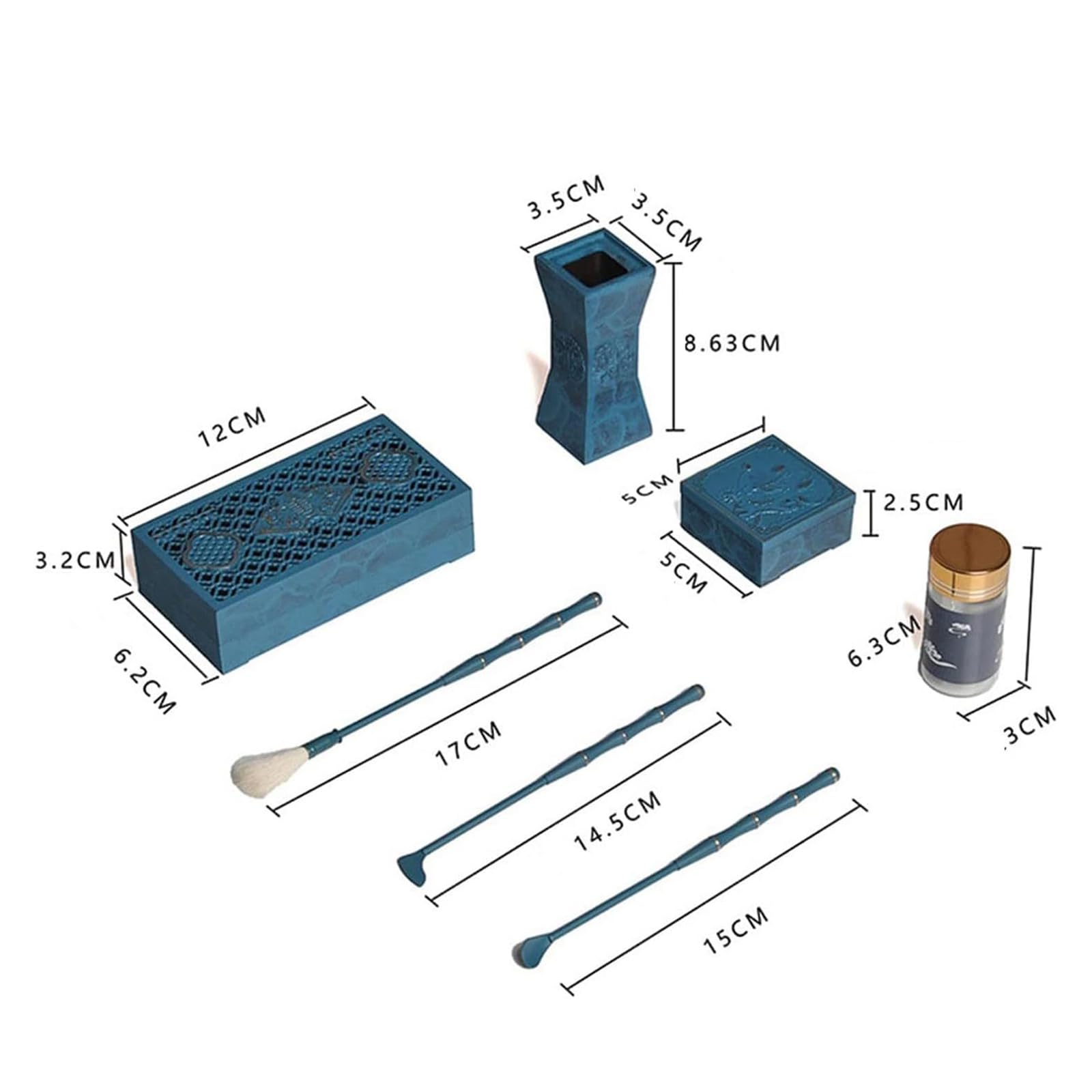 Kit per la produzione di incenso con bruciatore in ottone, con cucchiaio, pala, pennello per fragranze fai da te, meditazione e relax (8 pezzi)