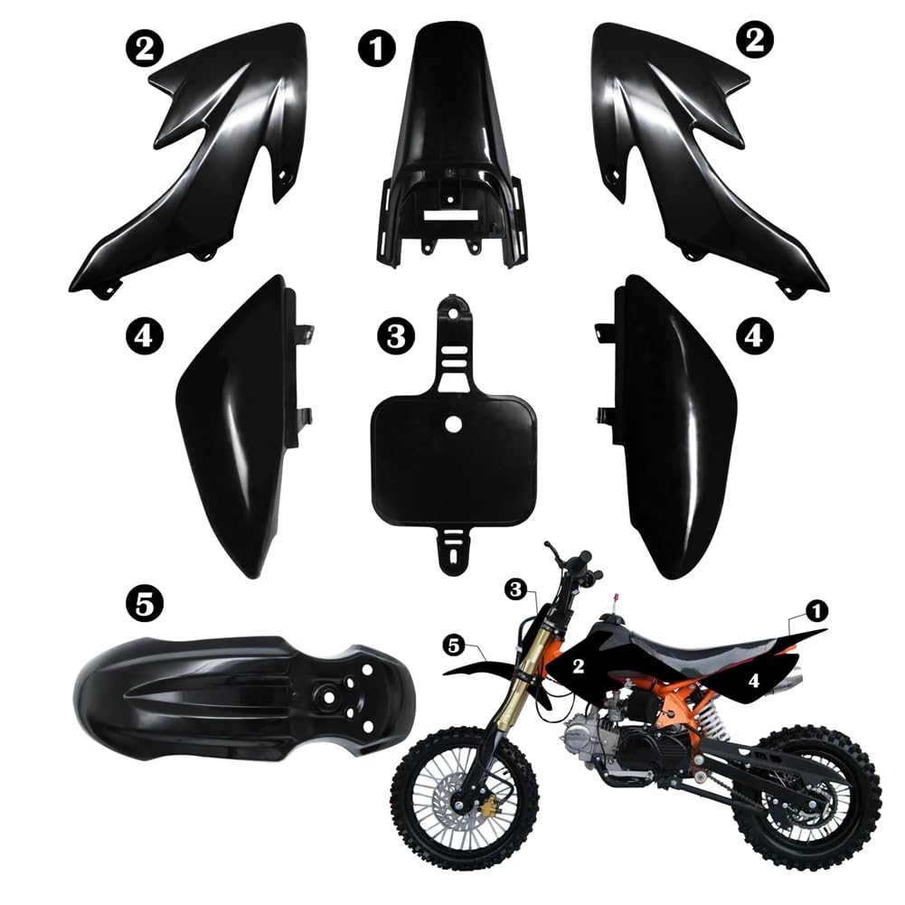 Kit de Plásticos CRF50, Piezas de Pit Bike, Carenados y Guardabarros para CRF 50 XR 50 SSR 110 107 125 MX650 MX500 Piranha Baja Negro