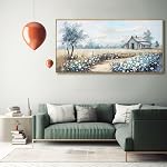 Mur Art Nature Scène Rustique Mur Décor Agritourisme Barn Toile Peinture Wildflower Floral Mur Art pour Chambre Salon Salle à manger Maison Bureau Décor 20"x40"(50CMx100CM)(50CMx100CM) avec cadred