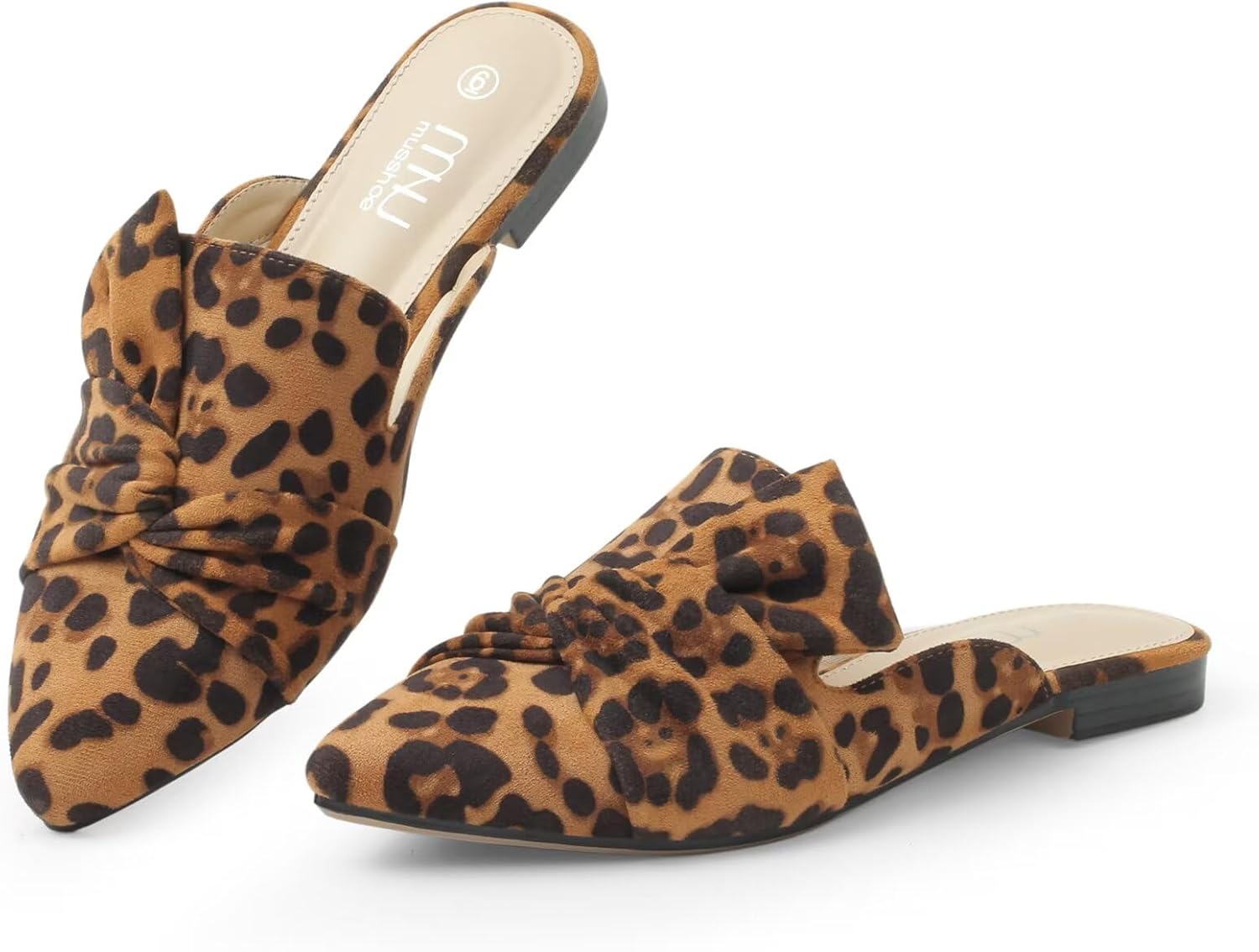 MUSSHOE All-Season Women's Mules：Pointed Toe Backless Loafers：Slip-on Comfortable Dressy Casual Office Business Flat Shoes for Working​ Woman Aged 25-45