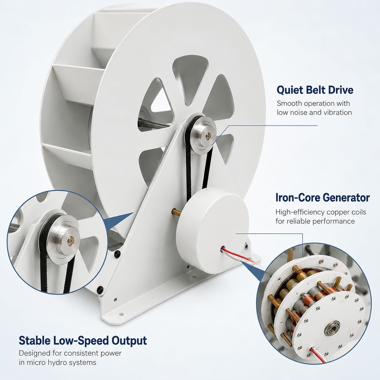 Generador de turbina de agua portátil de 100 W – Kit hidroeléctrico de flujo para corrientes/ríos fuera de la red – Microgenerador hidráulico de acero duradero con funcionamiento silencioso