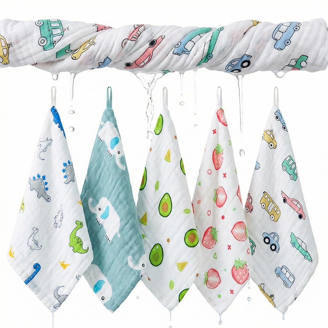 Paños suaves para bebés, transpirables y extremadamente absorbentes, paños de muselina para paños de gasa muy absorbentes, 5 unidades, 25 x 25 cm.
