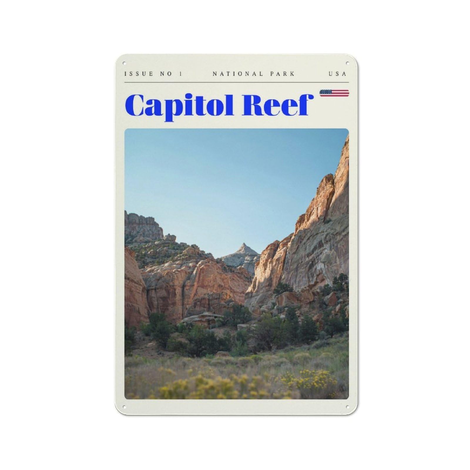 Junmoney Style-22 Capitol Reef National Park Travel Art Rustic Tin Sign 30X20cm For Garden Room Or Summerhouse, For An Autumn Wall Display In Garden Room And Summerhouse