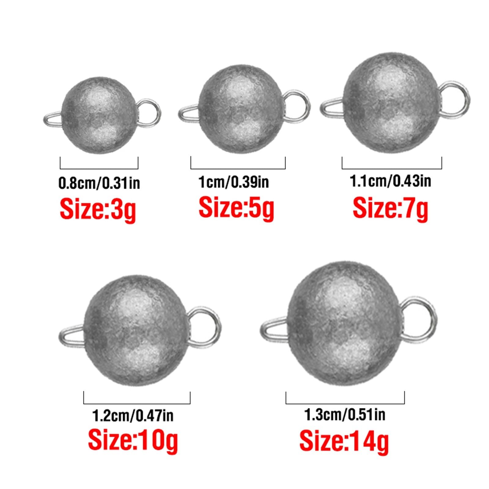 50 pezzi/lotto piombo da pesca testa jig proiettile pesi esca for accessori morbidi 3 g-14 g