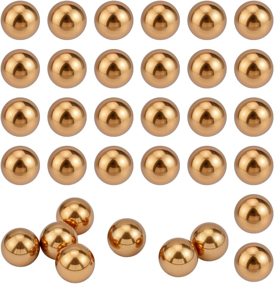 NBEADS 100 Pcs 10mm Precision Solid Brass Bearing Balls, Industrial Brass Ball Spheres for Machinery Automotive Craft DIY