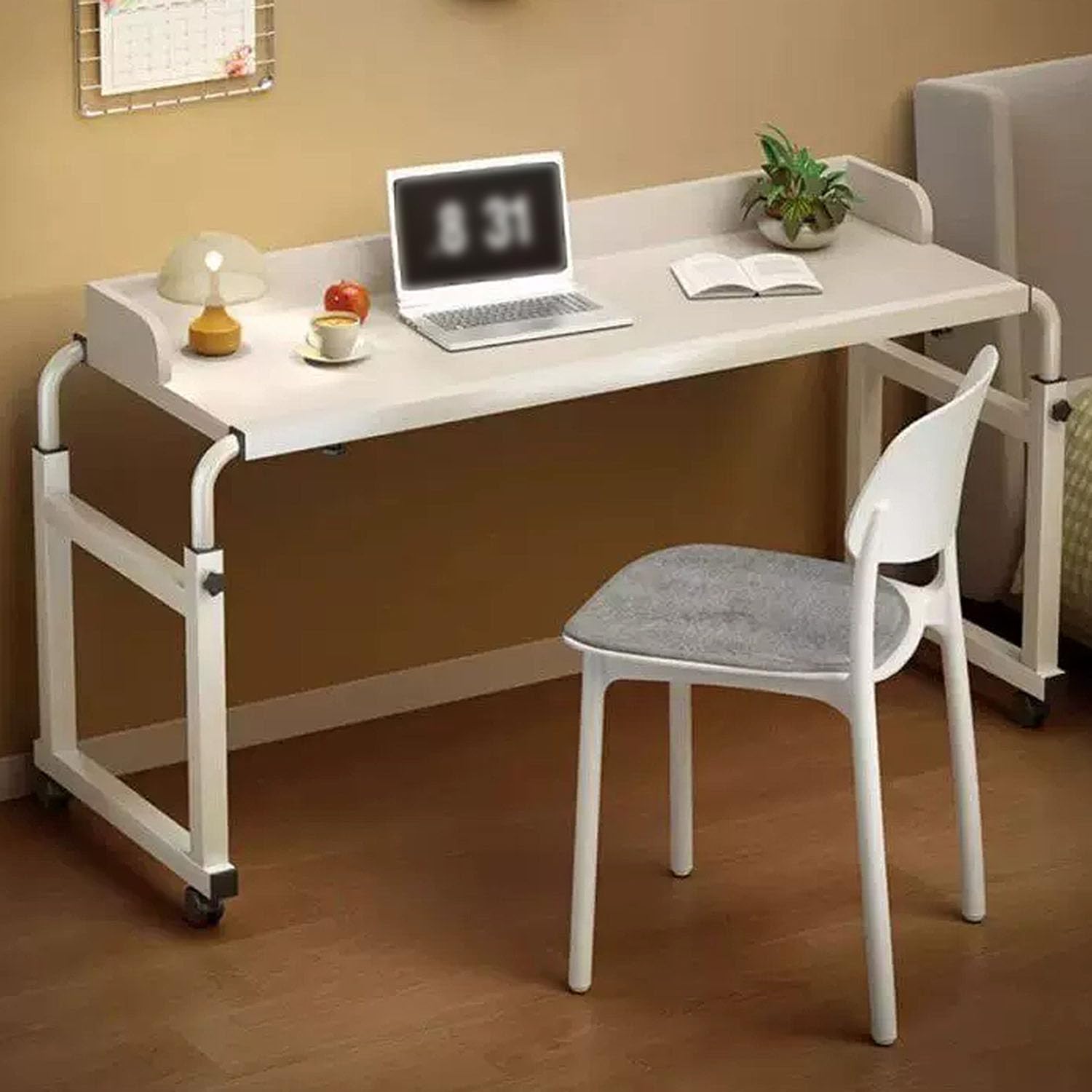 GXQFC Bed Tables Overbed Tables, Rolling Medical Table Laptop Cart Bed Tables for Bed Sofa or Office Use(Color:White)