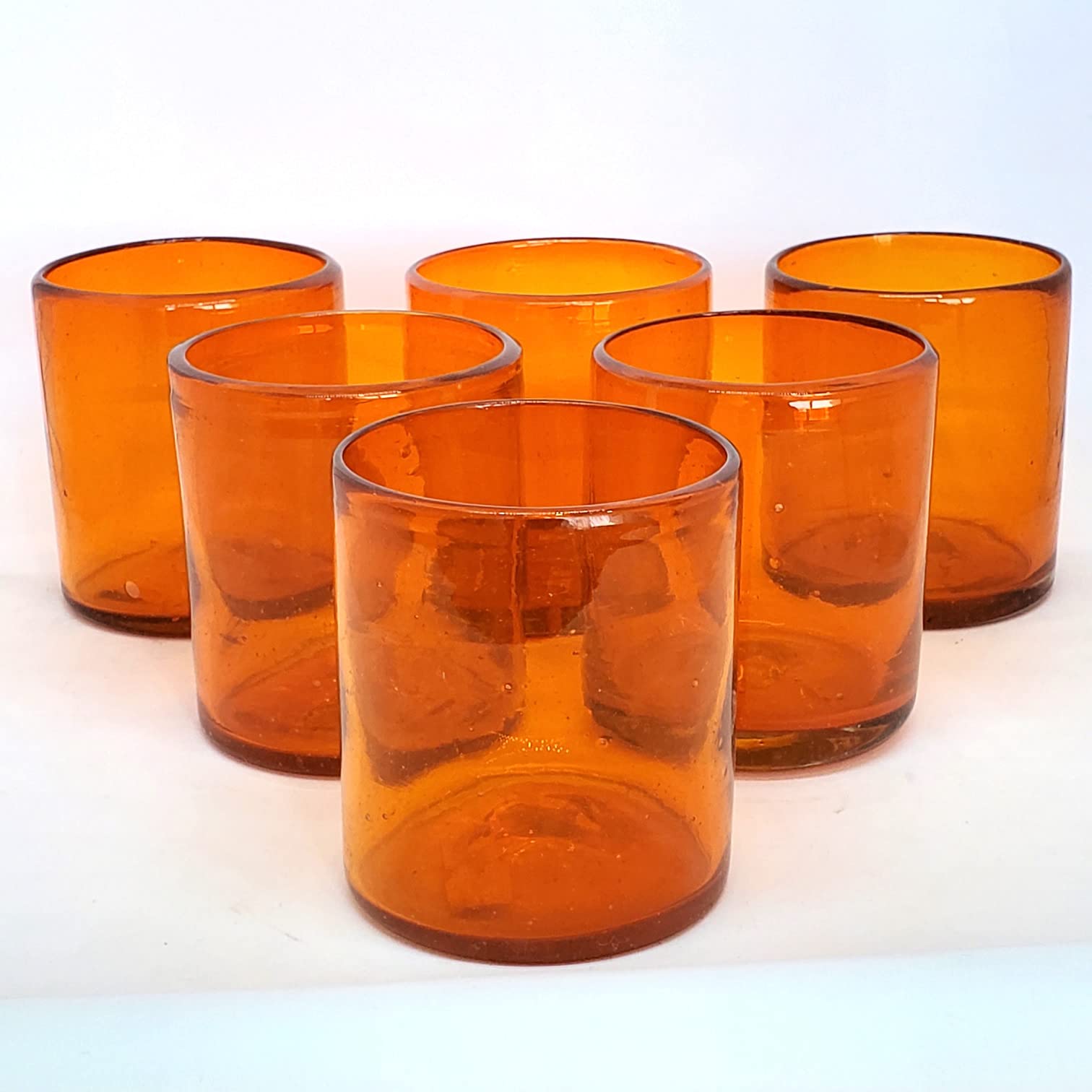 Amazon.com | MexHandcraft Solid Orange 9 oz Short Tumblers (set of